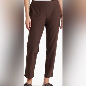 Eileen Fisher Brown Slim Crepe Ankle Pants Size Medium Classic Pull On NWT